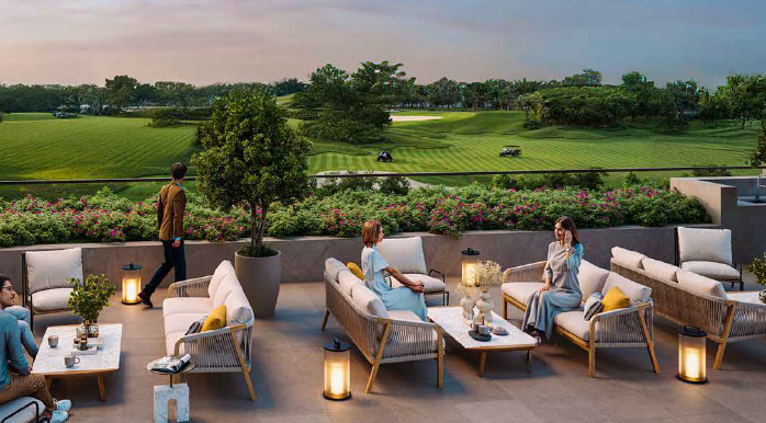 Golf Terrace Lounge at sunset