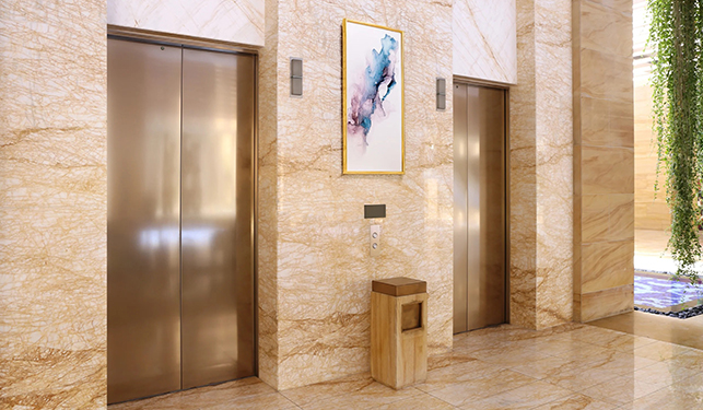 High-speed elevator lobby